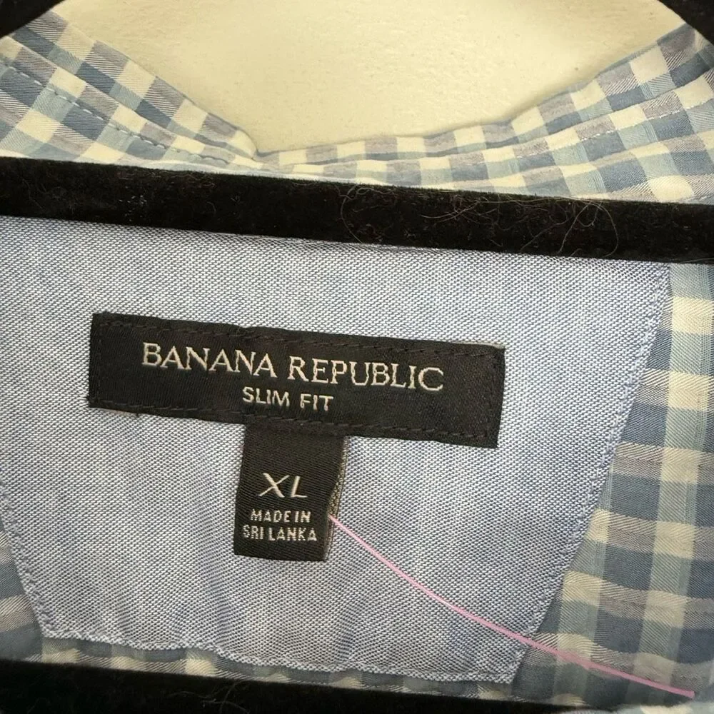 Banana Republic Men’s XL Blue Gingham Dress Shirt